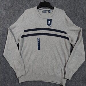Izod Sweater Mens Large Crewneck Striped Pullover‎ Cotton Blend Knit Casual